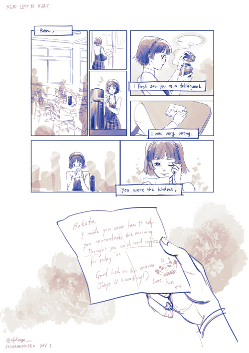 2 little comics I did for shumakoweek -First is a letter from Makoto to Ren, and then vice versa. I 