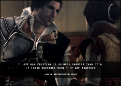 assassinscreedconfessions:  I love how Cristina is so much shorter than Ezio, it looks adorable when they are together image from madeinmasyaf