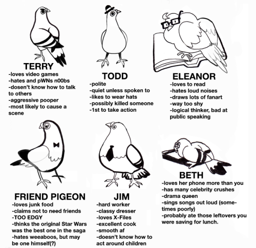 pigeoncomics:Pigeon Comics presents Tag Yourself Meme!!