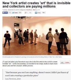radiopastel:  qrieves:  uoa:  tinysquids:  toxicwinner:  me  I fucking quit  i hate art  &ldquo;where’s your homework&rdquo;   Why everyone is so surprised? this is nothing new, Yves Klein did it like 60 years ago.  this is a hoax, BUT, i can understand