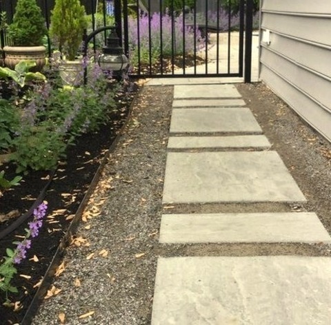 New York LandscapeHere Is An Illustration Of A Sizable, Modern, Summertime Stone Garden Path In The Backyard.