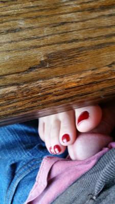 perfect-hotwife-feet:  Out to lunch. Under