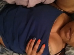 yesbitemeharder:  Been a while since I’ve posted for Titty Tuesday😝 My nails are blue and orange bc everybody around here fuck wit Syracuse so hard …