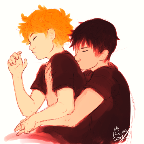 mypabulousscarf: a bunch of kagehina kisses for no reason other than im weak an tired