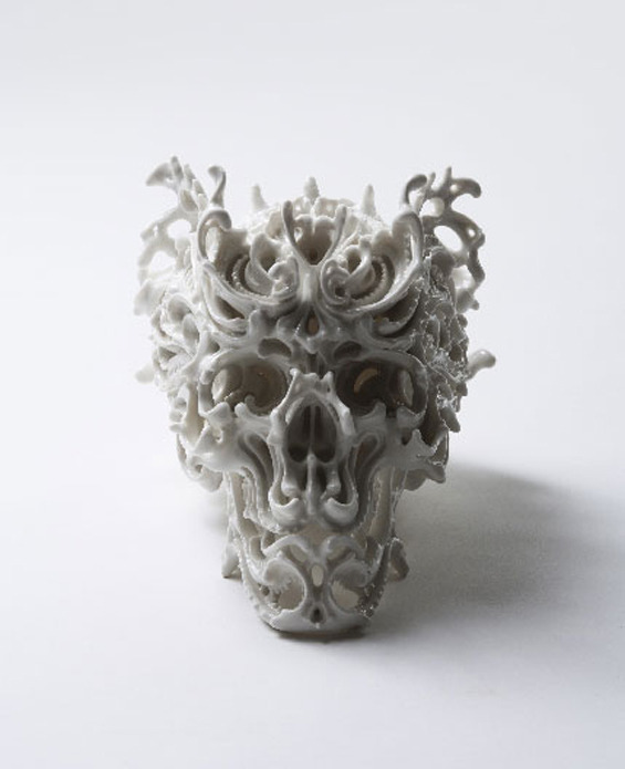 asylum-art:  															Beautifully Intricate Porcelain Skulls by Katsuyo Aoki