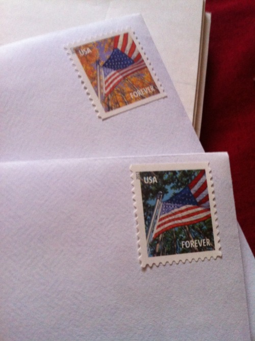 In love with my American flag stamps to send my marine his letters (: