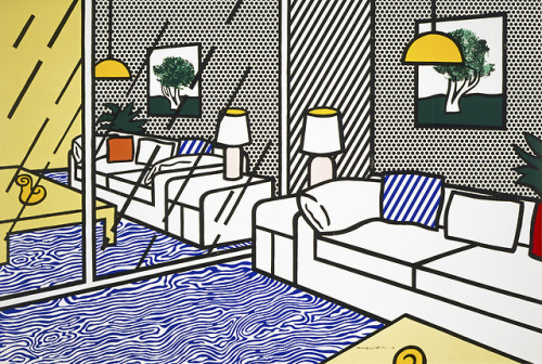 Roy Lichtenstein - Wallpaper with Blue Floor Interior, 1992