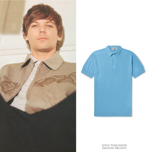 Louis for TMRW mag | February 2020John Smedley Roth Sea Island polo shirt ($235 in blue)Worn with: A