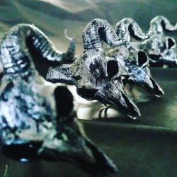 dahliaderanged:  Our original Ram Skull rings