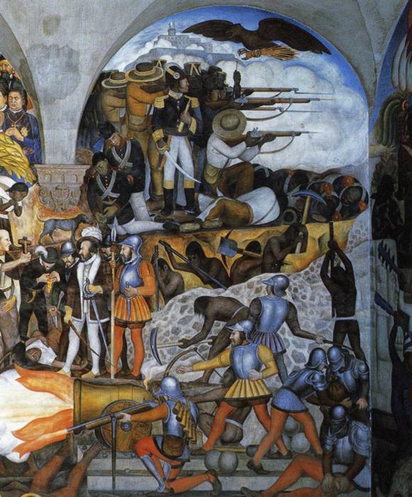 artist-rivera: The History of Mexico, Diego Rivera Medium: frescohttps://www.wikiart.org/en/diego-rivera/the-history-of-mexico-1935-1