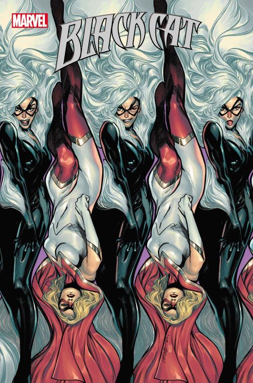 Marvel comics for August 2021: this is the cover for Black Cat #9, drawn by Pepe Larraz.