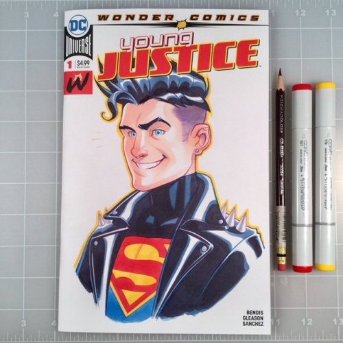 I picked up a blank sketch cover variant of Young Justice #1 and did a Kon-El Superboy sketch in mar