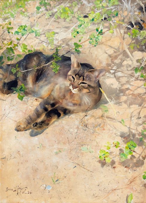 myfairynuffstuff:Bruno Liljefors (1860 - 1939) - The Cat Jeppe in the Spring Sun. 1886. Oil on canva