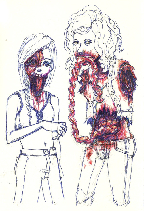 walkingpiranha:drawing dead girls in between projects. my fave colors in one doodle. 