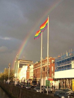 merelei:  notakoolthing:  A rainbow today over Dublin after the Republic of Ireland voted yes for marriage equality.  How perfect!!
