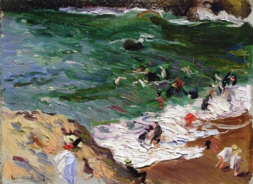 Beach of Biarritz -  Joaquin Sorolla i Bastida , 1906Spanish, 1863-1923Oil on canvas