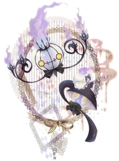 alternativepokemonart: Artist Litwick and its evolutions by request.