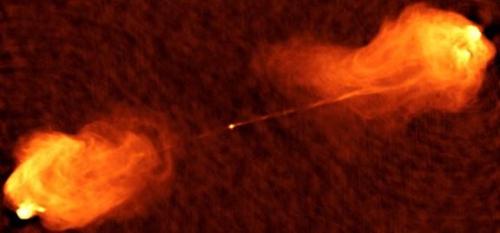 the-future-now:  Scientists just got a close-up look at supermassive black hole jetsResearchers used the CanariCam telescope on the Canary Islands to peer at a supermassive black hole at the center of an elliptical galaxy called Cygnus A, which sits about
