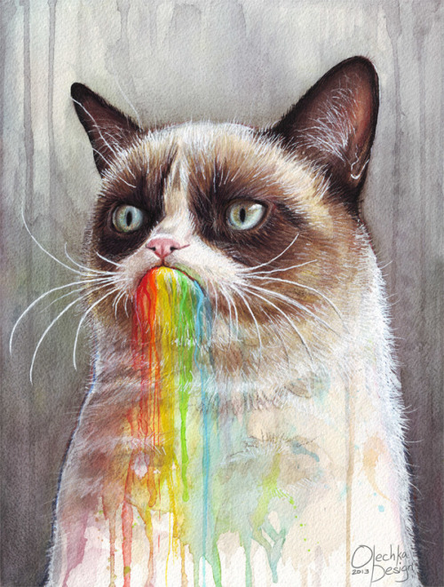 “Grumpy Cat tastes the rainbow by Olechka - Olga Shvartsur” Von wegen Regenbogen schmeck