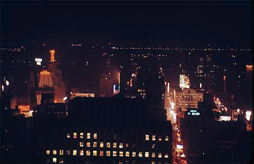 :  New York at Night. Photographed by Andreas Feininger. 