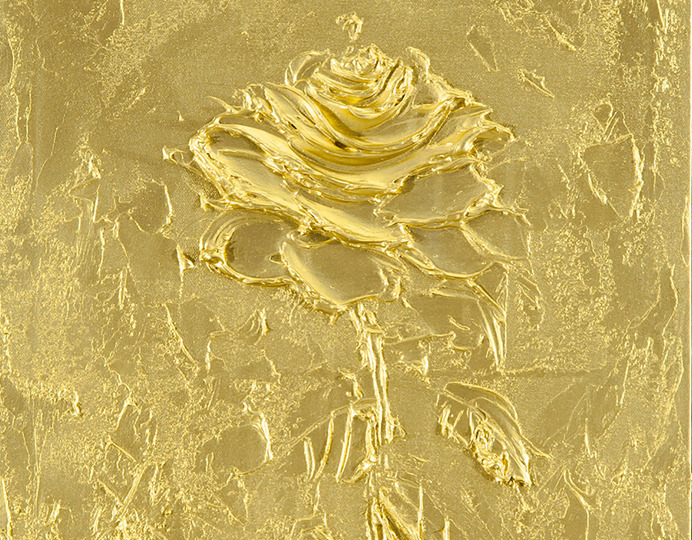 myfairynuffstuff:Kim IL Tae (b.1956) - Rose I. 24 Carat gold on canvas.