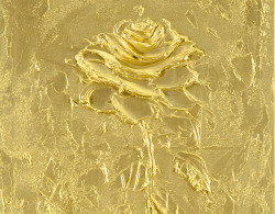 Myfairynuffstuff:kim Il Tae (B.1956) - Rose I. 24 Carat Gold On Canvas.