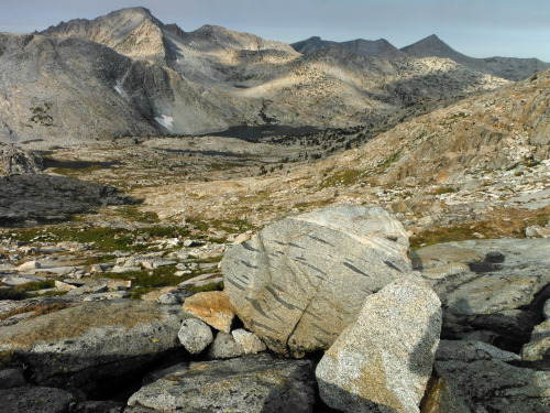 wildernessjournals:Looking down on Three Island Lake, Sharpe Note Lake & Selden Pass. John Muir 