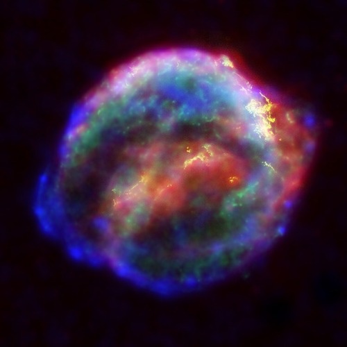 Kepler’s Supernova Remnant In Visible, X-Ray and Infrared Light