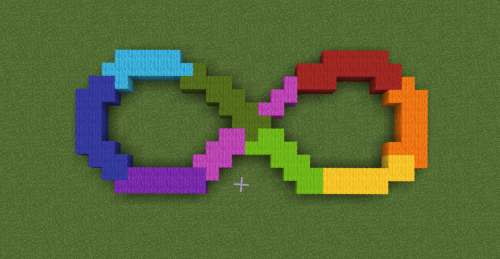 asd-n-me: So made a neurodiversity symbol in MC. Sorry it isn’t even, i used a cross stitch pattern 