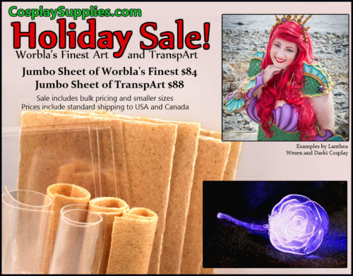 aicosu:heatgunning:Worbla is going on sale for the holidays! I know I need to stock up for Katsucon…