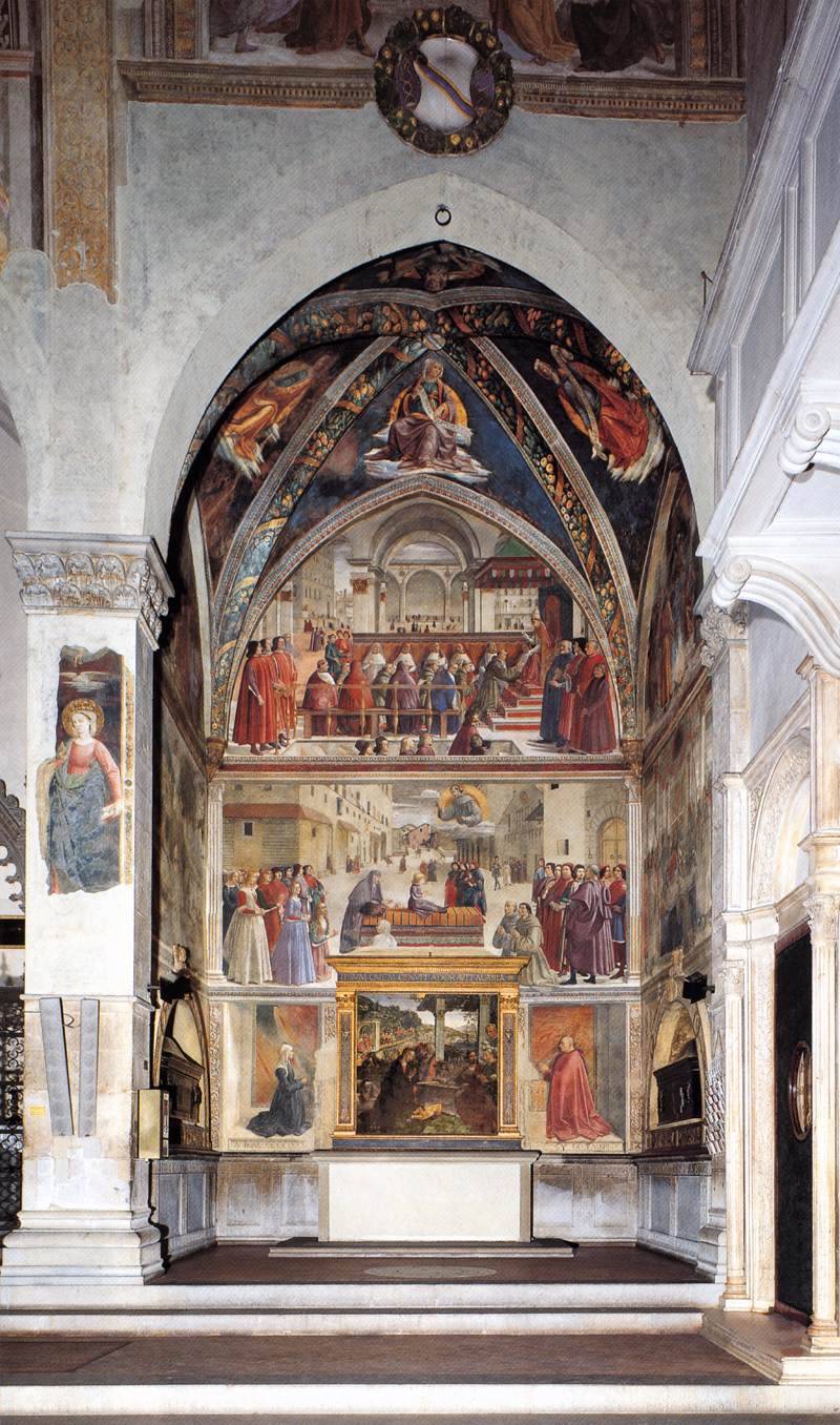 renaissance-art:  Domenico Ghirlandaio c. 1483-1485 View of the Sassetti Chapel 