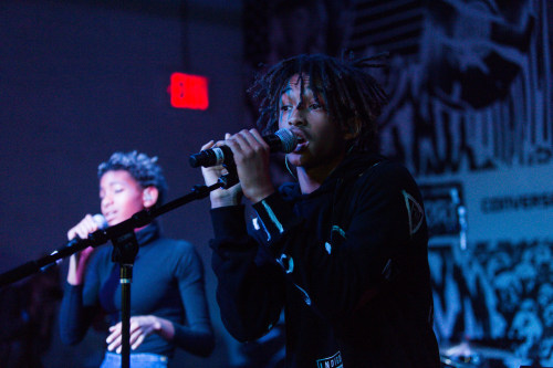 midniwithmaddy:  Last night, the NYC edition of The FADER FORT Presented by Conversereturned for round two. After tight sets from Spookyland, GEN F rock bands Adult Jazz and TOPS, Sir Michael Rocks, and George Maple, 13-year-old soul singer Willow