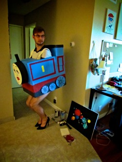 cellobeer:Finally finished painting the costume. Slutty Thomas the Tank Engine is about ready to chug out of this muthaf*cker.