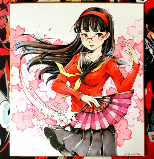 A full-color custom shikishi drawn for Lasciva, Peluchière.Amagi Yukiko from Persona 4  