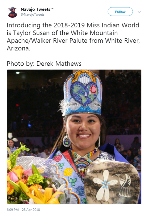 “Introducing the 2018-2019 Miss Indian World is Taylor Susan of the White Mountain Apache/Walk