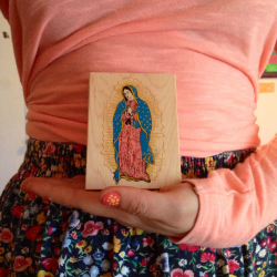 copped mother mary in a stamp form