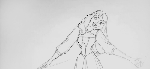 thewaltcrew: Marc Davis animation for Aurora, Sleeping Beauty (1959) [x].