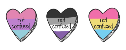 queerplatonicpositivity: soleuna: “We are not confused” [ ID: Three hand-drawn hearts wi