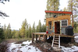 fuzzyimages:  tinyhouseamerica:  iwansfvs:  nice little selfmade house  No offense OP but I hate not having sources on posts http://tinyhousetalk.com/young-couples-diy-off-grid-micro-cabin/  I reblogged earlier. This is better. Much better. Thanks for