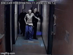 in-the-midst-of-winter:  priceofliberty:  laliberty:  angelclark:  Cops bash man’s head into wall, pepper spray him, and laugh Police brutality - The young man in this video has no shoes, no shirt, no belt, and his pants are unzipped. One of the cops