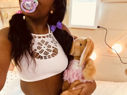 baby-nymphette:  let me tell y’all ‘bout my best friend 🐰💞  🌸18+ pls don’t delete caption, thx🌸   ✨paci and bottle- @littleprincesscustoms ✨