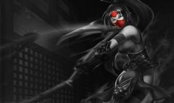 Monochromatic Splash Art: Crimson Akali by