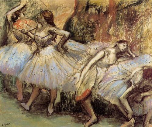 artist-degas:Dancers, 1901, Edgar DegasMedium: pastel