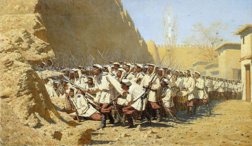 The taking of Kiva by Russian forces, 1873.Painted by Vasily Vereshchagin