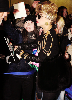 ladyxgaga:  Photos of Gaga signing autographs for fans in Russia earlier today. 