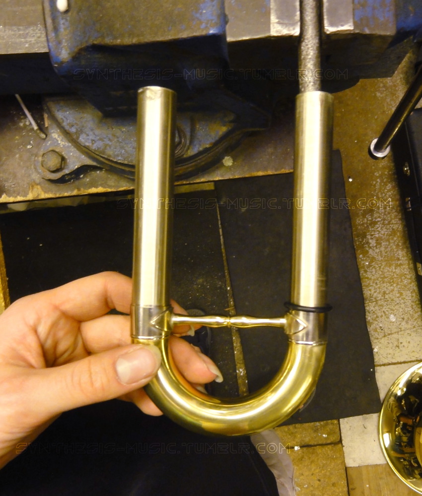 synthesis-music:  Dent in a tuba tuning slide (along with a crushed bell, broken