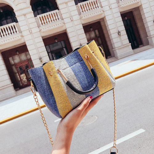 Fashion Striped Colorful Chain Crossbody Bag