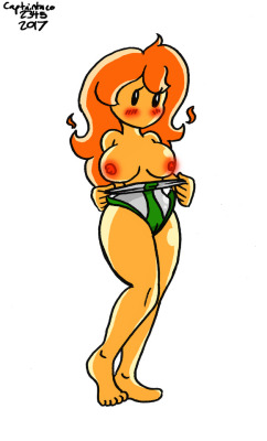 I’m a big fan of the various Mario Enemy Girls, and recently someone created this Fire Flower Girl character. So of course, I had to draw her with her tits out. Also, more glowy nipples. 