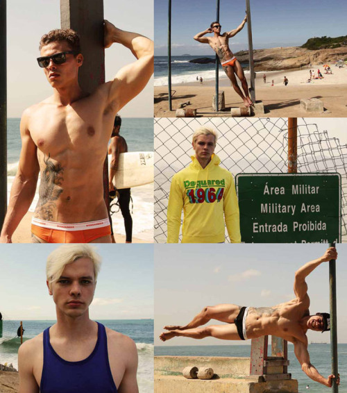 chriscruzism:     Brazilian models Diogo Henrique and Nicolai Fritzen at Elian Gallardo Model agency looking handsome in a beach session entitled “Carioca Gym”, styled and shot by Stefano Roncato for MFL Magazine. For the shoot models are