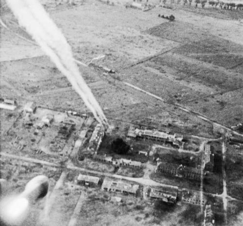 wwii-in-photographs:The Battle for Normandy; A rocket fired from a Hawker Typhoon of No. 181 Squadro
